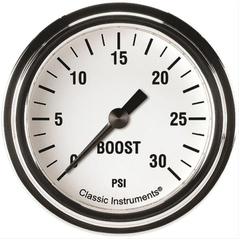 Classic Instruments White Hot Series Gauges WH342SLF Gauge, Series, Boost Pressure, 0-30 psi, 2 5/8 in., Analog, Electrical, Each