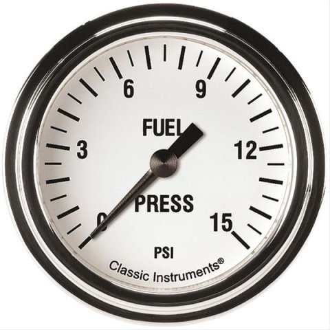 Classic Instruments White Hot Series Gauges WH345SLF Gauge, Series, Fuel Pressure, 0-15 psi, 2 5/8 in., Analog, Electrical, Each