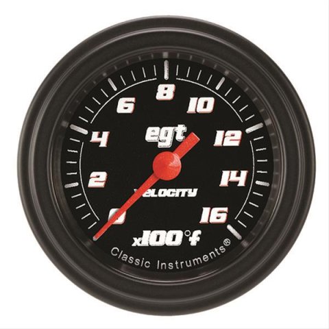 Classic Instruments Velocity Series Gauges VS198BBLF Gauge, Black Series, Pryometer, 0-1,600 Degrees F, 2 1/8 in., Analog, Electrical, Each