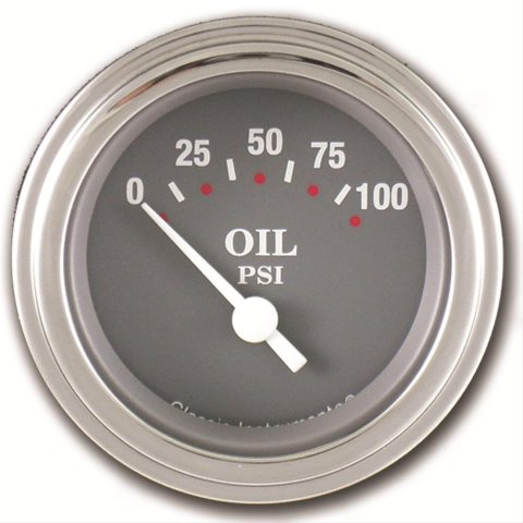Classic Instruments SG Series Gauges SG81SLF Gauge, Series, Oil Pressure, 0-100 psi, 2 1/8 in., Gray Face, Analog, Electrical, Each