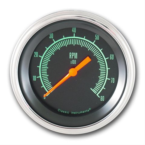 Classic Instruments G-Stock Series Tachometers GS80SLC Gauge, Series, Tachometer, 0-8,000 rpm, 3 3/8 in., Black Face, Analog, Electrical, Each