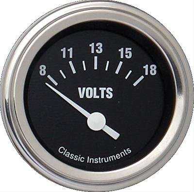 Classic Instruments Hot Rod Series Gauges HR30SLC Gauge, Series, Voltmeter, 8-18 V, 2 1/8 in., Black Face, Analog, Electrical, Each