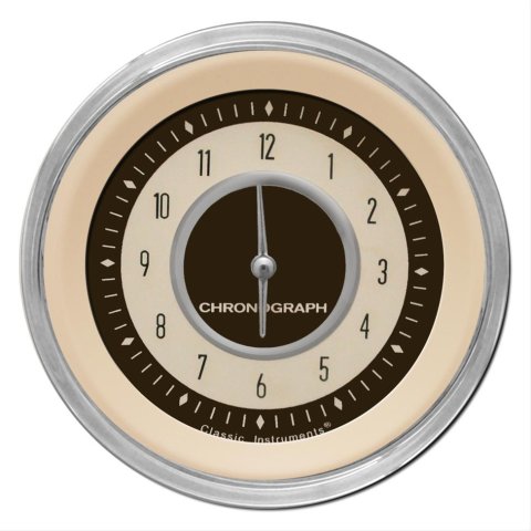 Classic Instruments Nostalgia VT Series Gauges NT93SHC Gauge, VT, Clock, 12 hours, 2 1/8 in., Beige Face, Analog, Electrical, Each