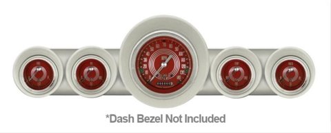 Classic Instruments 1959-60 Chevy Package Gauge Sets CH59V8RS54 Gauges, V8 Red Steelie Style, Speedometer, Water Temperature, Fuel Level, Red Face, Analog, Chevy, Kit