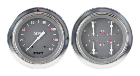 Classic Instruments 1954-55 Chevy Pickup Package Gauge Sets CT54SG52 Gauges, SG Style, Speedometer, Water Temperature, Fuel Level, Voltage, Gray Face, Analog, Chevy, Kit