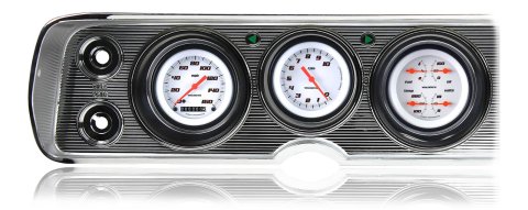 Classic Instruments 1964-65 Chevelle Package Gauge Sets CV64VSW Gauges, Velocity Style, Speedometer, Tach, Water Temperature, Fuel Level, White Face, Analog, Chevy, Kit