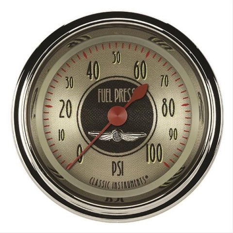 Classic Instruments All-American Nickel Series Gauges AN146SHC Fuel Pressure Gauge, AM NKL 2" FUEL PRES 100psi ELECTRIC, FULL SWEEP