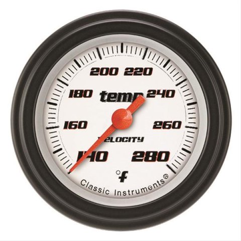 Classic Instruments Velocity Series Gauges VS126WBLF-12 Gauge, White Series, Water Temperature, 140-280 Degrees F, 2 1/8 in., Analog, Electrical, Each