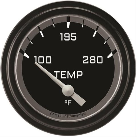 Classic Instruments Auto Cross Gray Series Gauges AX226GBLF-08 Gauge, Series, Water Temperature, 2 5/8 in., Black/Gray Face, Analog, Electrical, Each