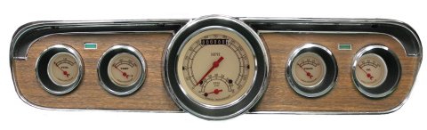 Classic Instruments 1965-66 Mustang Package Gauge Sets MU65VT35 Set Direct Fit, Analog, Vintage Series, 5-Gauge Set, Tan Face, Red Pointer, Ford, Mustang, Set