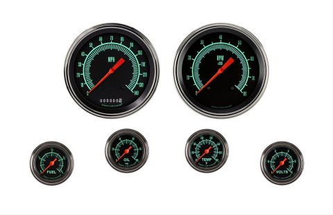 Classic Instruments G-Stock Series Gauge Sets GS151SLF Gauges, Series, Speedometer, Tachometer, Fuel Level, Oil Pressure, Water Temperature, Volt, Black Face, Analog, Set of 6