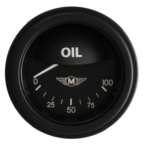 Classic Instruments Moal Bomber Series Gauges MA81BLC Gauge, Analog, Series, Oil Pressure, 0-100 PSI, 2 1/8 in. Diameter, Black Face, 90 Degree Sweep, Each