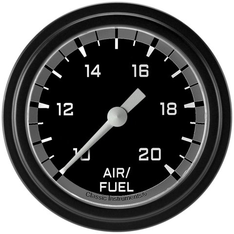 Classic Instruments Auto Cross Gray Series Gauges AX394GBLF Gauges, Series, Air/Fuel Ratio - Wideband, 10:1-20:1, Analog, Electrical, 2 5/8 in., Black Face, White Numbers, M18 x 1.5 Thread, Each