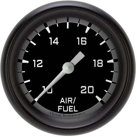 Classic Instruments Auto Cross Gray Series Gauges AX394GBPF Gauges, Series, Air/Fuel Ratio - Wideband, 10:1-20:1, Analog, Electrical, 2 5/8 in., Black Face, White Numbers, M18 x 1.5 Thread, Each
