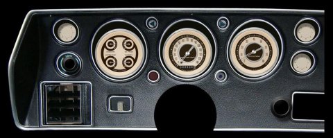 Classic Instruments 1970-72 Chevelle Package Gauge Sets CV70NT Gauges, Nostalgia VT, Direct Fit, Chevy, Chevelle, SS, 1970-1972, Speedometer, Tachometer, Fuel, Oil Pressure, Water Temperature, Volt, Kit