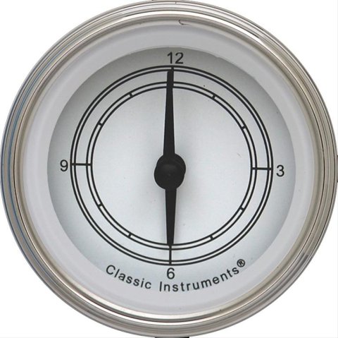 Classic Instruments White Series Gauges CW90SLF Gauge, Series, Clock, 12 hours, 2 1/8 in., Face, Analog, Electrical, Each