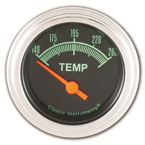 Classic Instruments G-Stock Series Gauges GS26SLC Gauge, Series, Water Temperature, 140-280 degrees F, 2 1/8 in., Black Face, Analog, Electrical, Each