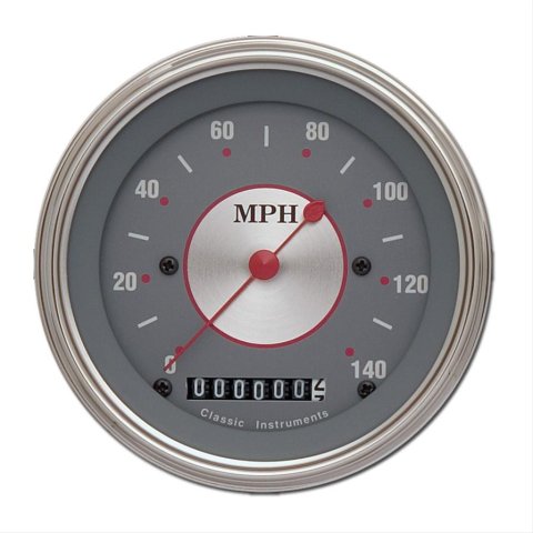 Classic Instruments Silver Series Speedometers SS55SLC Speedometer, Series, 3 3/8 in. Diameter, 0-140 mph, Analog, Electrical, Curved Face, Each