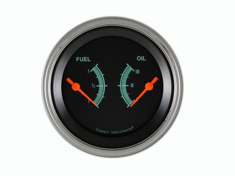 Classic Instruments G-Stock Series Gauge Sets GS72SLF Gauge, G-Stock, Dual, Oil Pressure, 0-100 psi, Fuel Level, Empty-Full, 3 3/8 in., Analog, Electronic, Each