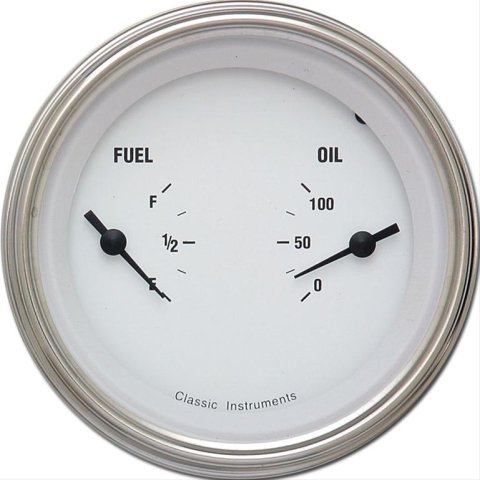 Classic Instruments White Hot Series Gauge Sets WH72SLF Set, Series, Analog, Electronic, Face, Black Pointer, Polished Bezel, Flat Lens, Each