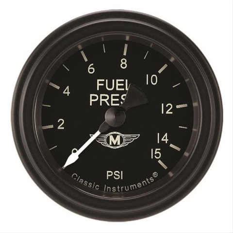 Classic Instruments Moal Bomber Series Gauges MA145BLF Fuel Pressure Gauge, MOAL 2" FUEL PRS 15psi ELECTRIC, FULL SWEEP