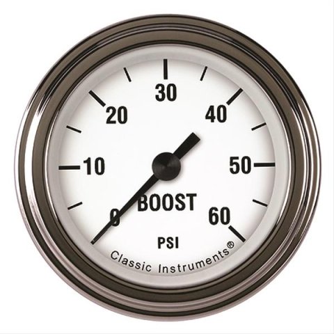 Classic Instruments White Hot Series Gauges WH143SLF Boost Gauge, WHITE HOT 2" BOOST, 60psi ELECTRIC, FULL SWEEP