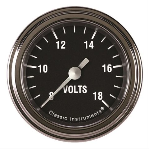 Classic Instruments Hot Rod Series Gauges HR130SLF Volt Gauge, HOT ROD 2" VOLT FULL SWEEP