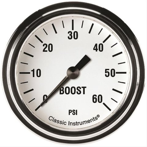 Classic Instruments White Hot Series Gauges WH343SLF Gauge, Series, Boost Pressure, 0-60 psi, 2 5/8 in., Analog, Electrical, Each