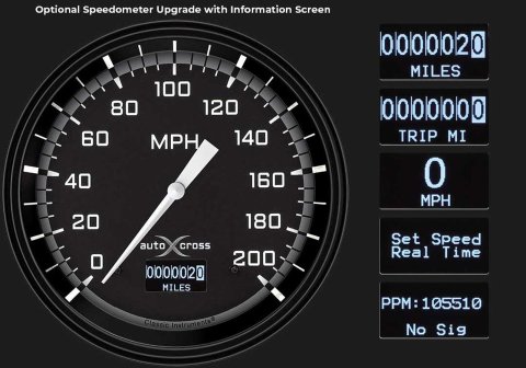 Classic Instruments Auto Cross Gray Series Gauge Sets AX53GBLF Autocross w/ Black Bezel 4 5/8" Speedo & Tach & Quad