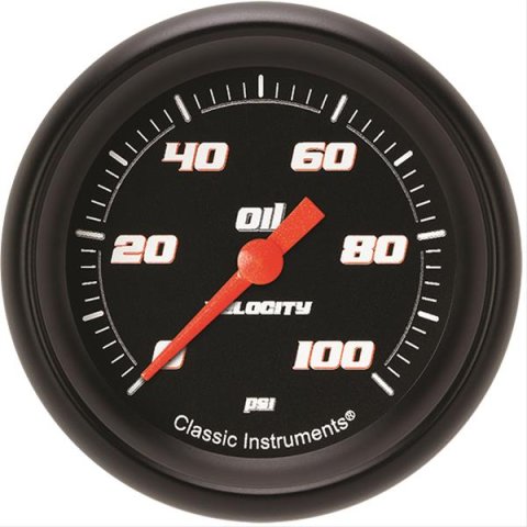 Classic Instruments Velocity Series Gauges VS381BBPF Gauge, Black Series, Oil Pressure, 0-100 PSI, 2 5/8 in., Performance Bezel, Analog, Electrical, Each