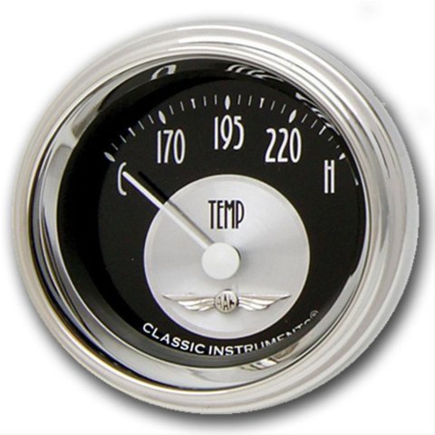 Classic Instruments All-American Tradition Series Gauges AT26SHC Gauge, Tradition, Water Temperature, 140-280 degrees F, 2 1/8 in., Black Face, Analog, Electrical