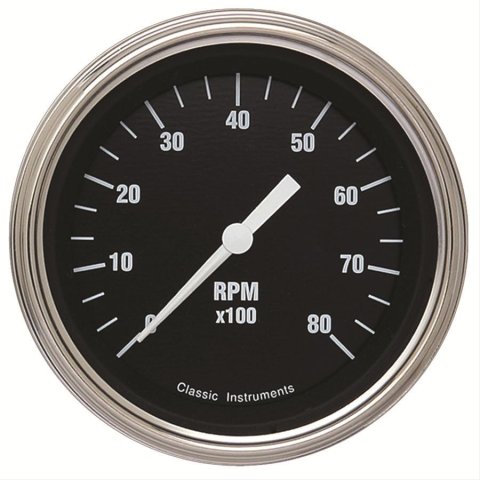 Classic Instruments Hot Rod Series Tachometers HR80SLC Tachometer, Rod, Black, 0-8,000 rpm, 3 3/8 in., Analog, Electrical, Each