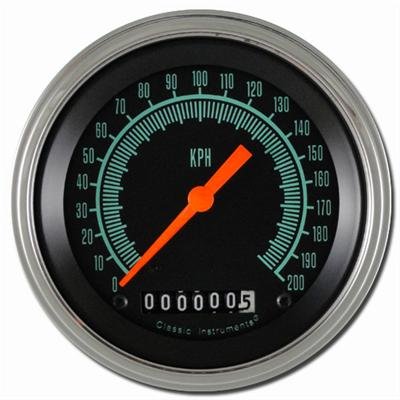Classic Instruments G-Stock Series Speedometers GS58SLC Speedometer, G-Stock, 4 5/8 in. Diameter, 0-200 kph, Analog, Electrical, Curved Face, Each