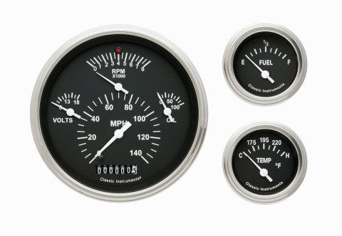 Classic Instruments 1957 Chevy Package Gauge Sets CH01BSLC Gauges, Analog, Hot Rod, Speedometer, Tachometer, Fuel Level, Water Temperature, Oil Pressure, Voltmeter, Kit