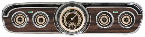 Classic Instruments 1965-66 Mustang Package Gauge Sets MU65NT35 Gauges, Nostalgia VT, Speedometer, Tach, Water Temperature, Fuel Level, Cream Face, Analog, Ford, Set