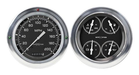 Classic Instruments 1954-55 Chevy Pickup Package Gauge Sets CT54AXG52 Kits, Pickup, Analog, Speedometer, Fuel Level, Oil Pressure, Volts, Water Temp., Black/Gray Face, White Numbers, Chevrolet, Kit
