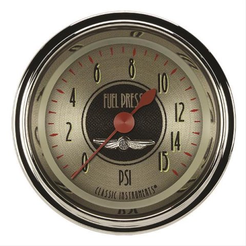 Classic Instruments All-American Nickel Series Gauges AN145SHC Fuel Pressure Gauge, AM NKL 2" FUEL PRS 15psi ELECTRIC, FULL SWEEP