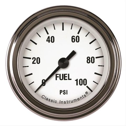 Classic Instruments White Hot Series Gauges WH146SLF Fuel Pressure Gauge, WHTE HOT 2" FUEL PRES 100psi ELECT FULL SWEEP