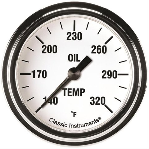 Classic Instruments White Hot Series Gauges WH328SLF Gauge, Series, Oil Temperature, 140-320 Degrees F, 2 5/8 in., Analog, Electrical, Each