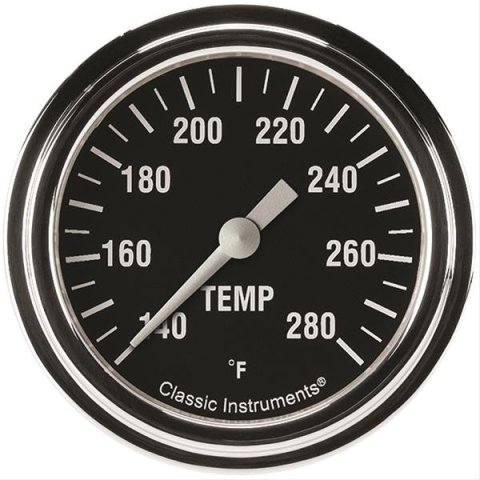 Classic Instruments Hot Rod Series Gauges HR326SLF-02 Gauge, Series, Water Temperature, 140-280 degrees F, 2 5/8 in., Analog, Electrical, Each