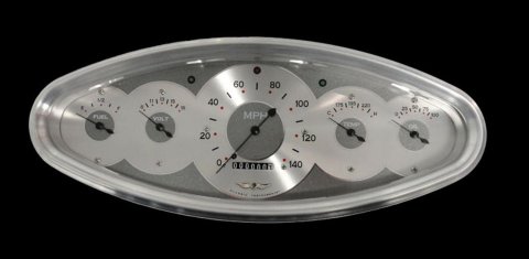 Classic Instruments All-American Series Gauge Sets AW3200PB Kits, Series, Analog, Speedometer, Fuel Level, Oil Pressure, Voltmeter, Water Temperature, Silver Face, Black Numbers, Kit