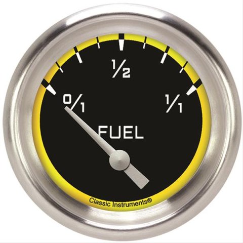Classic Instruments Auto Cross Yellow Series Gauges AX211YAPF Gauge, Series, Performance Bezel, Fuel Level, Empty/Full, 75 Ohms/10 Ohms, 2 5/8 in., Analog, Electrical, Each