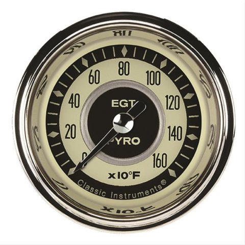Classic Instruments Nostalgia VT Series Gauges NT198SLF Gauge, Analog, Series, EGT, 0-1600 Degrees F, 2 1/8 in. Diameter, Cream/Brown Face, Full Sweep, Each