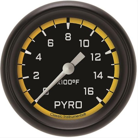 Classic Instruments Auto Cross Yellow Series Gauges AX398YBPF Gauge, Series, Pyrometer, 0-1,600 Degree F, 2 5/8 in., Performance Bezel, Analog, Electrical, Each