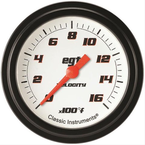 Classic Instruments Velocity Series Gauges VS398WBLF Gauge, White Series, Pyrometer, 0-1,600 Degrees F, 2 5/8 in., Low Step Bezel, Analog, Electrical, Each