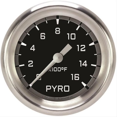 Classic Instruments Auto Cross Gray Series Gauges AX398GAPF Gauge, Series, Pyrometer, 0-1,600 Degree F, 2 5/8 in., Performance Bezel, Analog, Electrical, Each