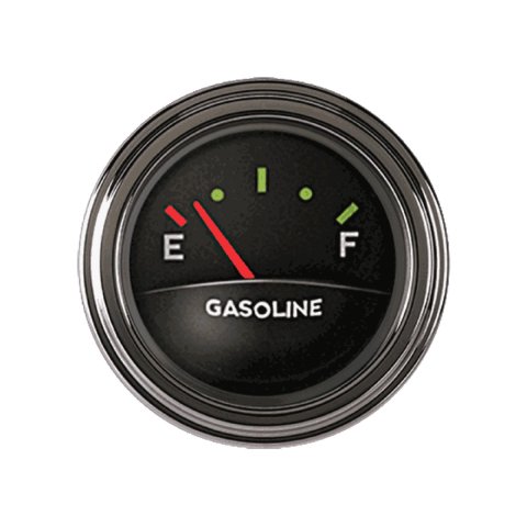 Classic Instruments Tetra Series Gauges TE14ASLF Gauge, Analog, Series, Fuel Level, Empty-Full, 2 1/8 in. Diameter, Black Face, 90 Degree Sweep, Each