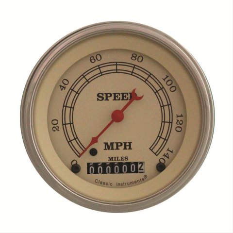 Classic Instruments Vintage Series Speedometers VT55SLC Speedometer, Series, 3 3/8 in. Diameter, 0-140 mph, Analog, Electrical, Curved Face, Each