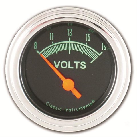 Classic Instruments G-Stock Series Gauges GS30SLC Gauge, Series, Voltmeter, 8-18 V, 2 1/8 in., Black Face, Analog, Electrical, Each