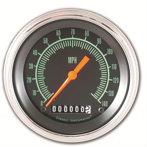 Classic Instruments G-Stock Series Speedometers GS55SLC Speedometer, G-Stock, 3 3/8 in. Diameter, 0-140 mph, Analog, Electrical, Curved Face, Each
